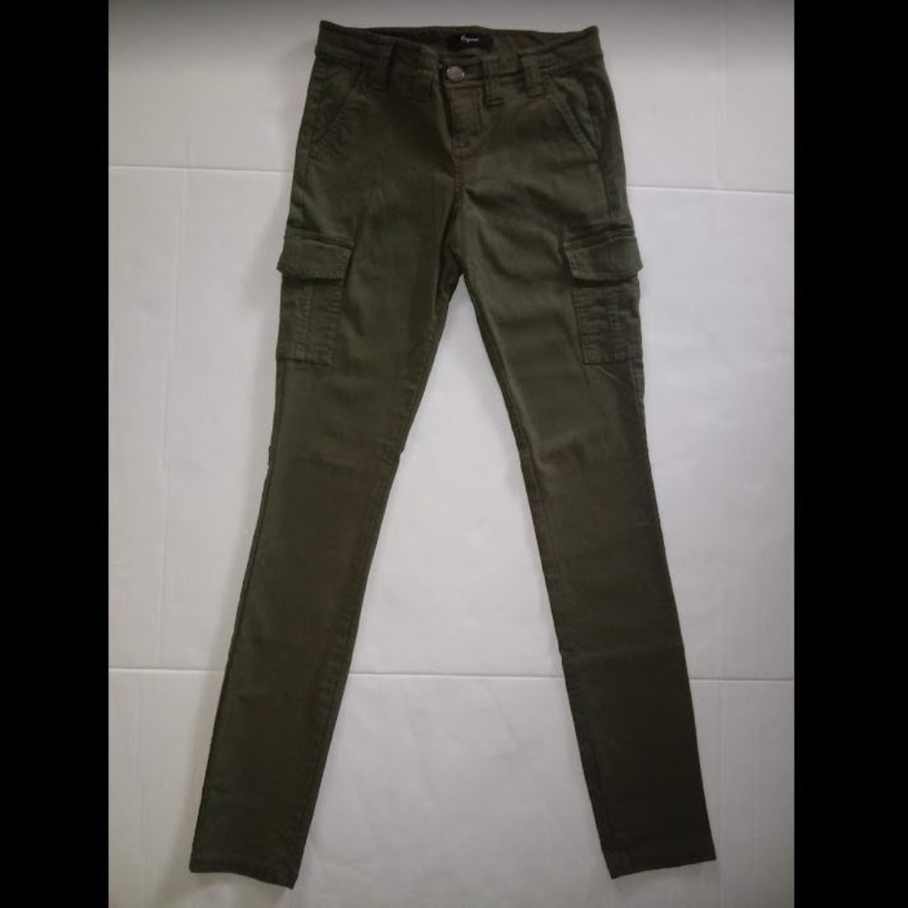 Express Skinny Cargo Pants, Olive Green, Size 0